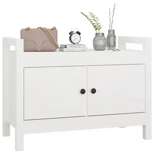 Lumarko Ławka do przedpokoju, biały, 80x40x60 cm, lite drewno sosnowe - Ławki do przedpokoju - miniaturka - grafika 9
