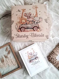 ZESTAW SAFARI z metryczką, prezent na Chrzest, roczek, narodziny - Pamiątka Chrztu Świętego - miniaturka - grafika 1