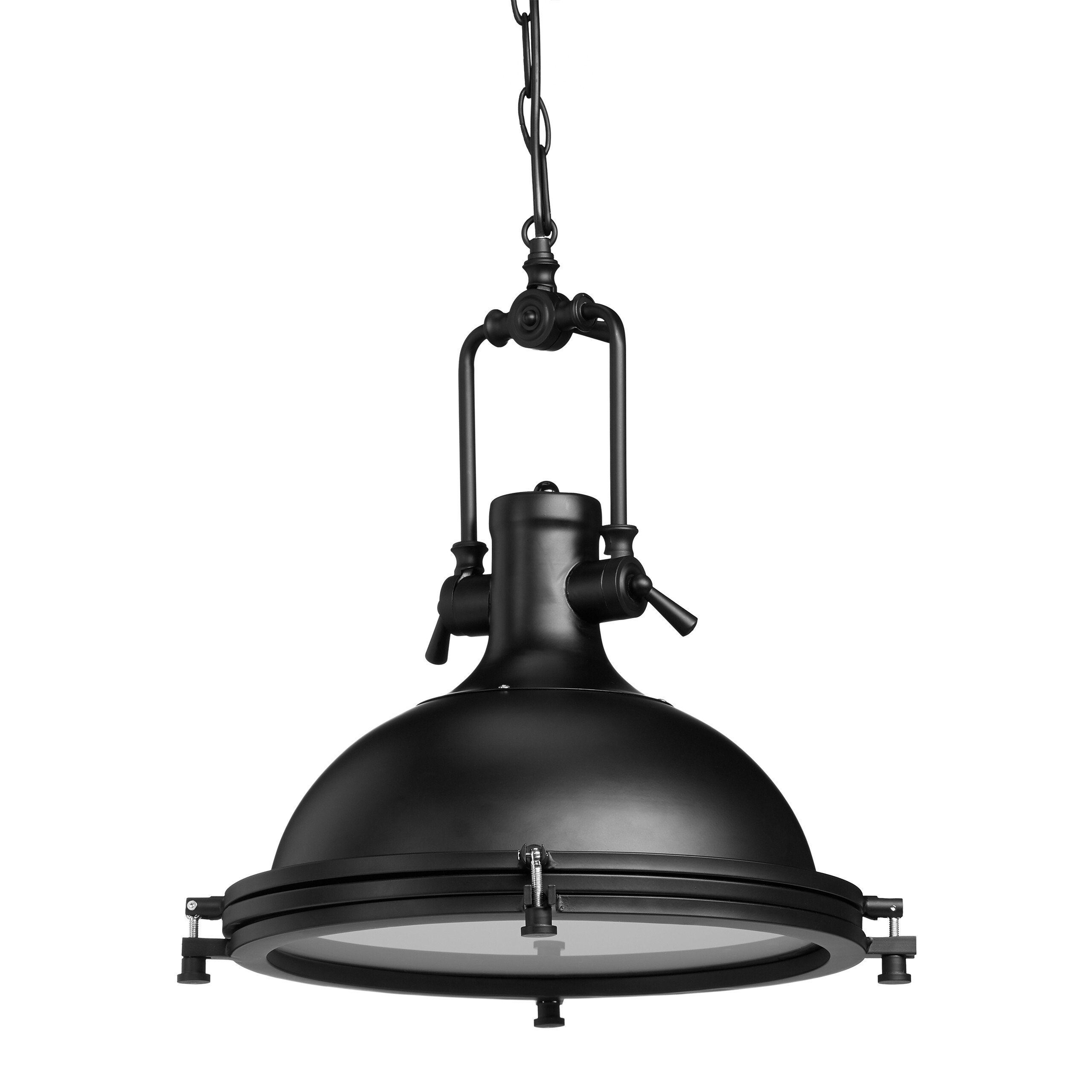 Relaxdays Przemysłowa lampa wisząca lampa wisząca żelaza, zamknięte ze szkła mlecznego, lakierowana  lampa do salonu, różne. Kolory 10022844_46