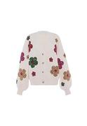 Swetry damskie - faina Damski modny kardigan z kolorowymi kwiatami i cekinami, wełna biała, rozmiar M/L, biały (wollweiss), XL - miniaturka - grafika 1