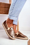 Espadryle damskie - Espadryle Damskie Big Star Opalizujące Cekiny Złote DD274A161-37 - miniaturka - grafika 1