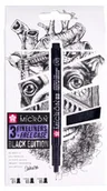 Markery permanentne - Zestaw cienkopisów Sakura Micron Black Edition 3 - miniaturka - grafika 1