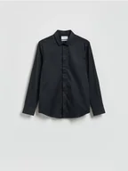 Koszule męskie - Reserved - Gładka koszula super slim fit - czarny - miniaturka - grafika 1