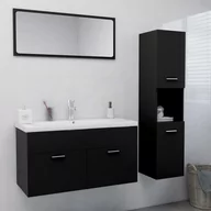 Meble łazienkowe - Zestaw mebli łazienkowych, czarny, płyta wiórowa - miniaturka - grafika 1