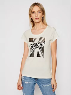 Koszulki i topy damskie - Pepe Jeans T-Shirt Alessa PL504795 Beżowy Regular Fit - grafika 1