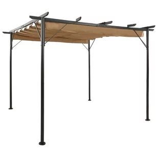 vidaXL Pergola ogrodowa ze zwijanym dachem, taupe, 3x3 m, 180 g/m - Kratki i pergole - miniaturka - grafika 1
