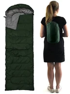 Śpiwory - CIEPŁY ŚPIWÓR TURYSTYCZNY 2w1 KOŁDRA MUMIA KAPTUR GREEN 1600 - miniaturka - grafika 1