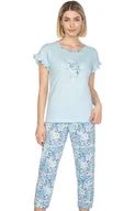 Piżamy damskie - Piżama damska w kwiaty niebieska 666, Kolor niebieski-wzór, Rozmiar S, Regina - Intymna - miniaturka - grafika 1