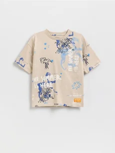 Reserved - T-shirt z nadrukiem - beżowy - Koszulki dla chłopców - miniaturka - grafika 1