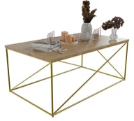 Ławy i stoliki kawowe - Stolik kawowy w stylu glamour złoty + dąb artisan N6-S35 - miniaturka - grafika 1