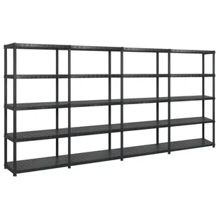 vidaXL Regał 5-poziomowy, czarny, 366x45,7x185 cm, plastik 3059862 - Szafy i regały magazynowe - miniaturka - grafika 1
