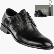 Półbuty męskie - Buty Męskie JOHN DOUBARE Skórzane Półbuty Wizytowe Czarne D788-159-5 Czarny 39 - miniaturka - grafika 1