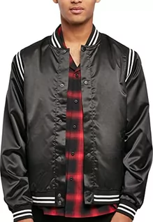 Kurtki męskie - Urban Classics Męska kurtka satynowa College Jacket, kurtka Varsity, błyszczący materiał, dla mężczyzn, w 2 kolorach, rozmiary S - 5XL, czarny, 5XL - grafika 1