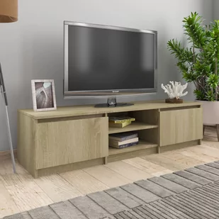 Szafka TV, dąb sonoma, 140x40x35,5 cm, płyta wiórowa - Szafki RTV - miniaturka - grafika 1