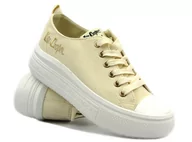 Trampki damskie - Trampki damskie na platformie - Lee Cooper LCW-24-44-2464L, beżowe - miniaturka - grafika 1
