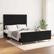 Inne meble do sypialni - vidaXL Rama łóżka z zagłówkiem, czarna, 140x190 cm, obita tkaniną - miniaturka - grafika 1