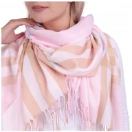 Apaszki i szaliki damskie - Różowy Ciepły Cashmere szalik damski angielska krata SZA-58 - miniaturka - grafika 1