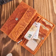 Portfele - Paolo Peruzzi Portfel damski skórzany w róże vintage duży T-107-HOR - miniaturka - grafika 1