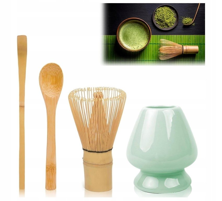 Matcha Box 4w1 zestaw matchy Miotełka Chasen Łyżeczka Chashaku Podstawka