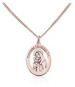 Biżuteria religijna - Srebrny naszyjnik - Medalik z Matką Boską - Pamiątka I Komunii Świętej - rose gold - miniaturka - grafika 1
