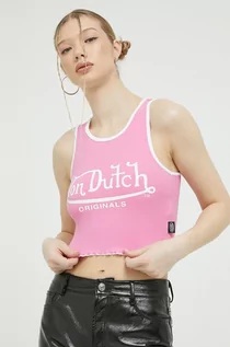 Koszulki sportowe damskie - Von Dutch top damski kolor różowy - grafika 1