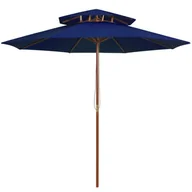 Parasole ogrodowe - Niebieski parasol ogrodowy z drewnianym słupkiem E8-T83 - miniaturka - grafika 1