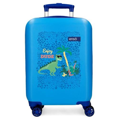 Enso Dino Walizka kabinowa niebieska 33 x 50 x 20 cm sztywny ABS zamek szyfrowy z boku 28,4 L 2 kg 4 koła podwójny bagaż ręczny, Niebieski, walizka kabinowa
