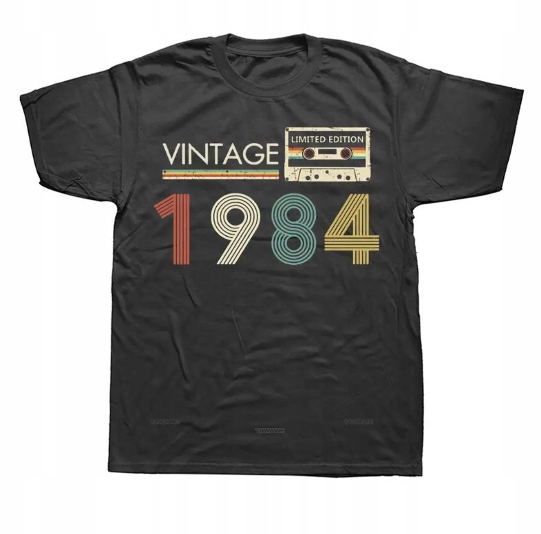KOSZULKA Z NADRUKIEM MĘSKA ŚMIESZNA T-SHIRT VINTAGE 1984 PREZENT 40 LAT