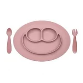 Miseczki i talerzyki dla dzieci - EZPZ, Komplet naczyń silikonowych, Mini Feeding Set pastelowy, róż - miniaturka - grafika 1