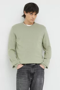 Swetry męskie - Wrangler sweter bawełniany kolor zielony lekki - grafika 1