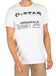 G-STAR RAW Męski T-shirt Originals R T, Biały (White C506-110), L - Koszulki męskie - miniaturka - grafika 1