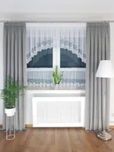 Firany - Firanka do kuchni z haftem, zazdrostki-szara, firanki do kuchni - miniaturka - grafika 1