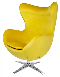 Salonowy fotel welurowy Egg z regulacją żółty plusz stal - Fotele - miniaturka - grafika 1