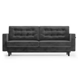 Welwetowa sofa trzyosobowa rozkładana Pikowana Grafit EPRIUM - Sofy i kanapy - miniaturka - grafika 1