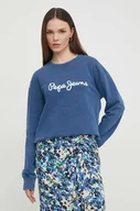 Bluzy damskie - Pepe Jeans bluza damska kolor niebieski z nadrukiem - miniaturka - grafika 1
