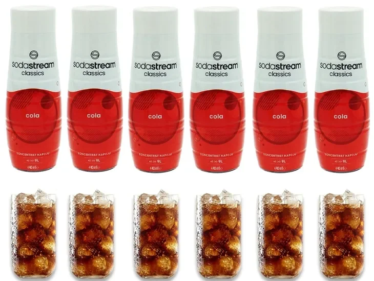 6x Syrop Sodastream Koncentrat Cola Classic Do Saturatora 9l Napoju Z 440ml