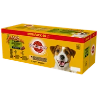 Mokra karma dla psów - Pedigree Adult saszetka 40x100 g Mix Smaków w Sosie mokra karma pełnoporcjowa dla dorosłych psów kawałki bogate w kurczaka kawałki bogate w mieszankę wołowiny i wątróbki kawałki bogate w indyka - miniaturka - grafika 1