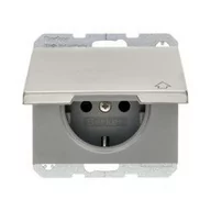 Gniazdka elektryczne - Hager Polo K.5 Gniazdo SCHUKO z pokrywą z podwyższoną ochroną styków stal szlachetna 47517104 47517104 - miniaturka - grafika 1