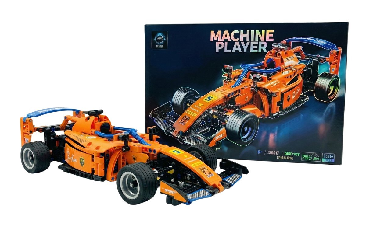 Klocki Typu TECHNIC Bolid F1 Wyścigówka Pomarańczowa PULL-BACK 508el 1:18