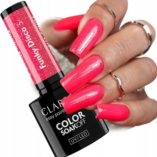 CLARESA FUNKY DISCO 3 CORAL TWIST LAKIER HYBRYDOWY BROKATOWY KORALOWY - Lakiery hybrydowe - miniaturka - grafika 1