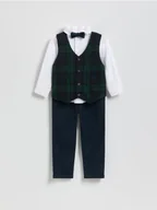 Kombinezony dla dzieci - Reserved - Elegancki zestaw z muszką - biały - miniaturka - grafika 1