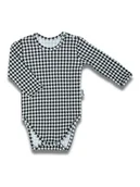 Body dla niemowląt - Dziecięce body bawełniane na długi rękaw w pepitkę białe Nicol,r.74 - miniaturka - grafika 1
