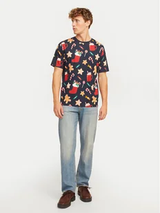 Jack&Jones T-Shirt Xmas Merry 12265399 Granatowy Standard Fit - Koszulki męskie - miniaturka - grafika 1
