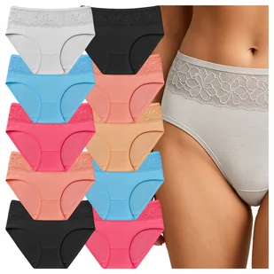 10x Majtki Damskie Bambusowe FiGi Koronka na pasie Seksowna Bielizna - Majtki damskie - miniaturka - grafika 1