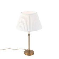 Lampy stojące - QAZQA Lampa stołowa regulowana brąz klosz plisowany kremowy 35cm - Parte - miniaturka - grafika 1