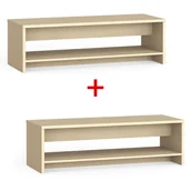 Wyposażenie sportowe i gimnastyczne - Ławka szatniowa z półka na obuwie 1+1 GRATIS, wzmocniona, 1500 mm, brzoza - miniaturka - grafika 1