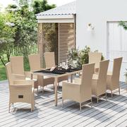 Fotele i krzesła ogrodowe - 9-cz. zestaw mebli ogrodowych z poduszkami, beżowy, polirattan Lumarko! - miniaturka - grafika 1
