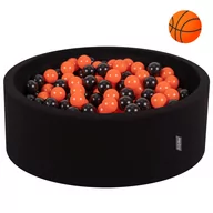 Zabawki do kąpieli - KiddyMoon Suchy basen okrągły z piłeczkami 7cm czarny: czarny-pomarańcz 90x30cm/200piłek Zabawka basen piankowy - miniaturka - grafika 1