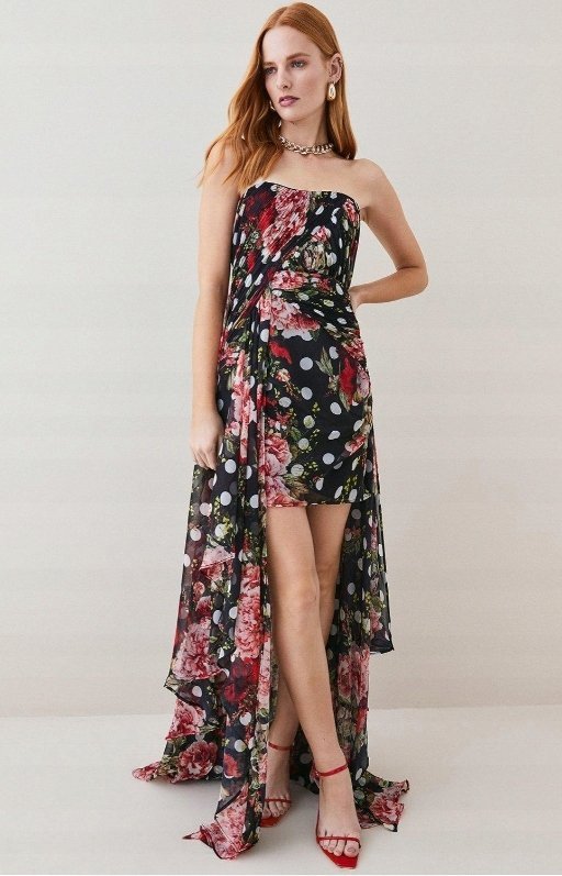 KAREN MILLEN SUKIENKA ASYMETRYCZNA WZÓR 38 W_A TMA