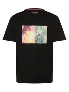 Jack & Jones Koszulka męska - JJNavin Mężczyźni Bawełna czarny nadruk, XL - Koszulki męskie - miniaturka - grafika 1
